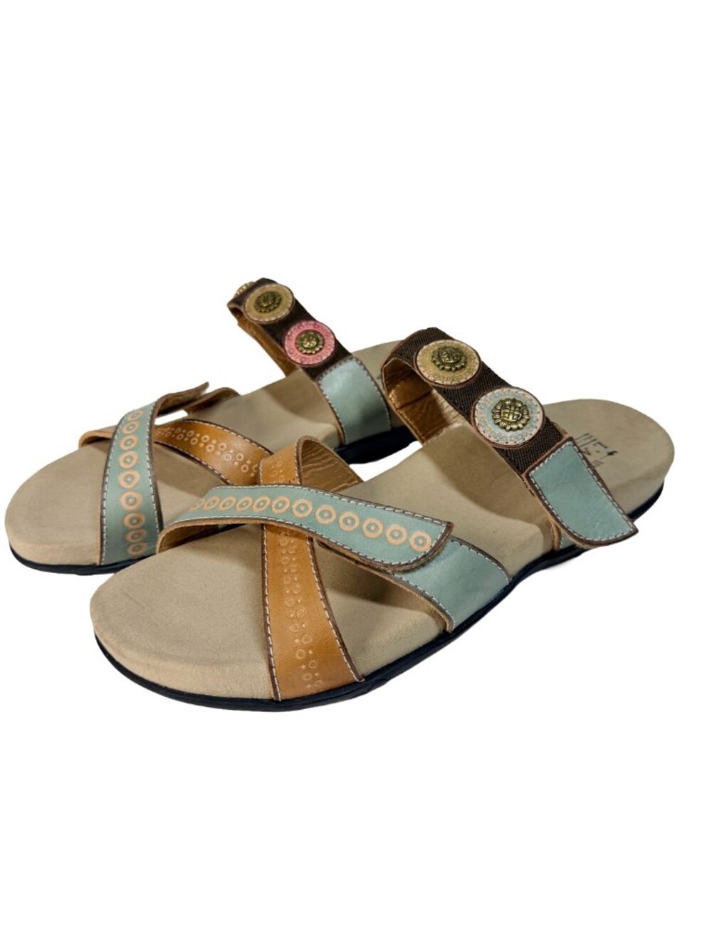 L'Artiste Spring Step Glendora Sandals Women 41 9.5-10 Sky Multi Leather Boho